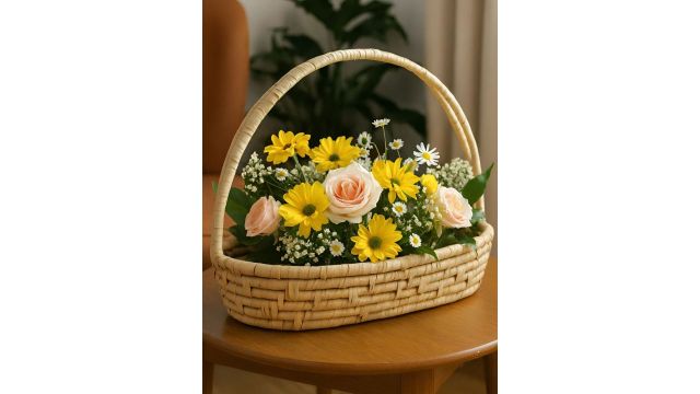 HABERE INDIA Beige Jute Easy to Clean Fruit Basket
