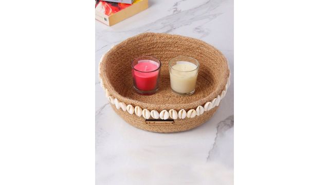 HABERE INDIA Brown Degradable Jute Storage Basket