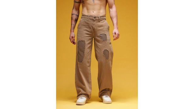 HERE&NOW Men Mid-Rise Mildly Distressed Brown Jeans