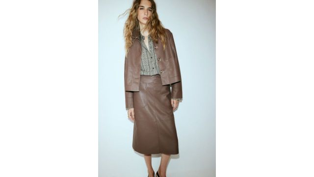 H&M Coated Midi Skirt