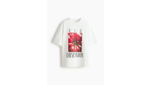 H&M Move Oversized Fit Printed Sports T-shirt (Red obsession, Tomato)
