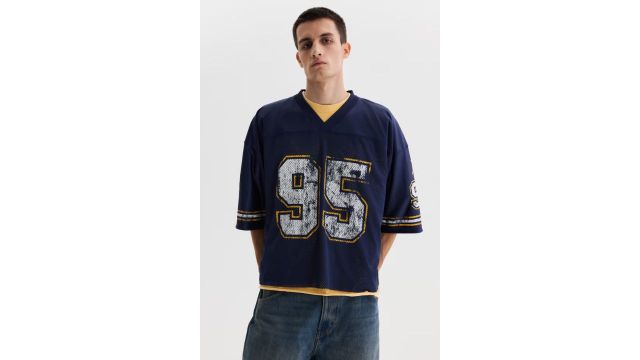 H&M Oversized Fit Printed Mesh T-shirt