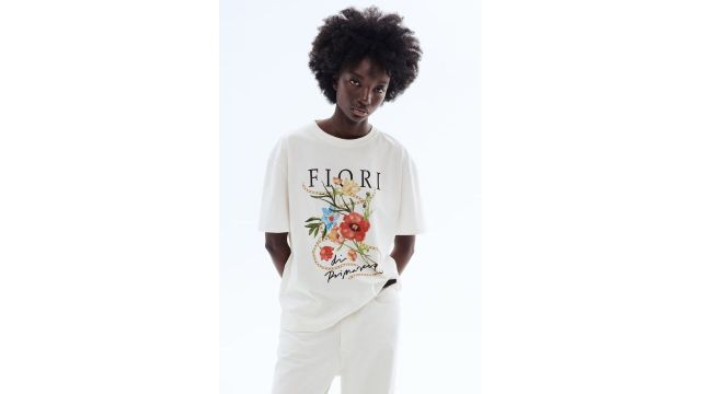 H&M Oversized T-shirt (Fiori di primavera, Flowers)