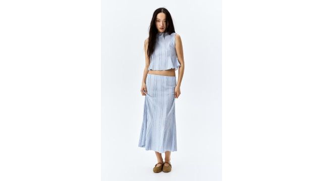 H&M Textured Midi Skirt