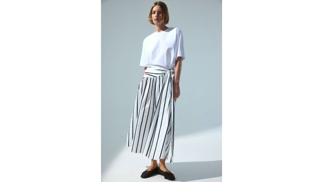 H&M Tie-Detail Poplin Skirt