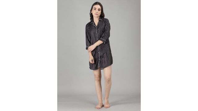 House of Comfort Striped Shirt Style Nightdress