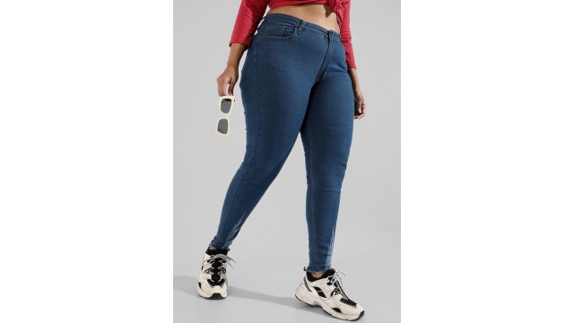 Instafab PlusWomen Plus Size Cotton Jean Skinny Fit Highly Distressed Stretchable Jeans