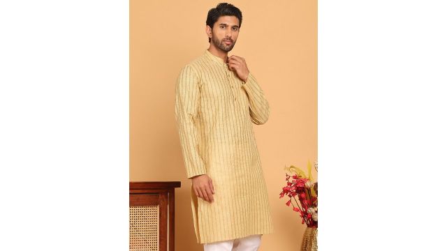 Jompers’ striped mandarin-collar straight kurta