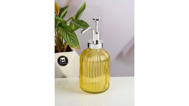 Kookee Yellow Abstract Glass Soap Dispenser