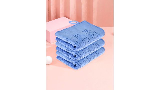 Kuber Industries Pack Of 3 Blue Skip Printed Microfiber Cleaning Cloth With Hanging Loop