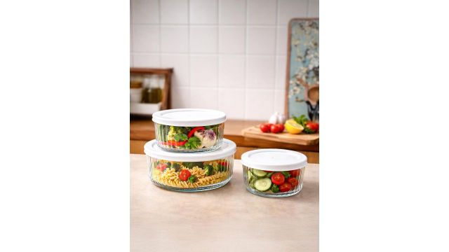 MARKET99 3 Pieces Transparent Glass Container