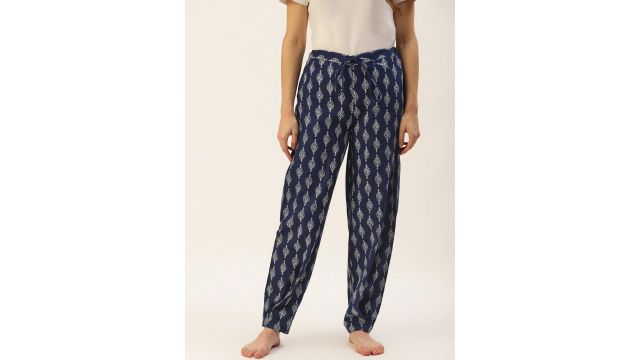 MBeautiful Navy Blue Handblock Carrot Pants