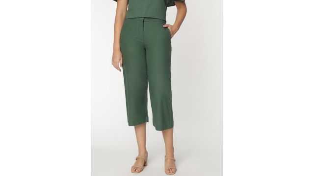 Marks & Spencer Women High-Rise Culottes Trousers (green)