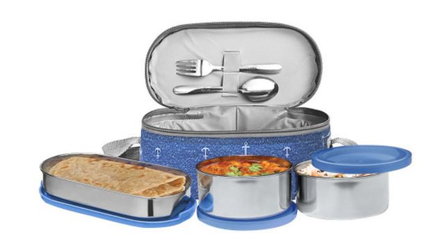 Milton Corporate Lunch Blue Set Of 3 Stainless Steel Containers