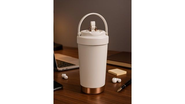 Myntra Elegant Homes Beige Vacuum Insulated Travel Mug