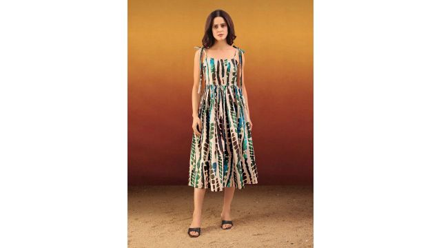 OBSHIVKA Tie and Dye Fit & Flare Maxi Dress