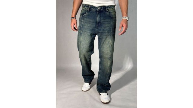 Off Duty India Men Blue Tinted Super Baggy Cotton Jeans