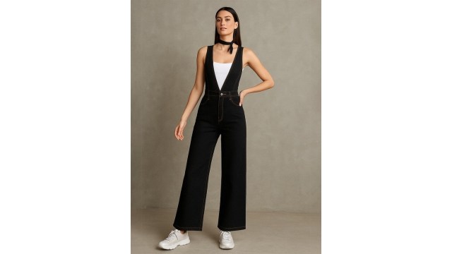 Orchid BluesV-Neck Sleeveless Denim Basic Jumpsuit