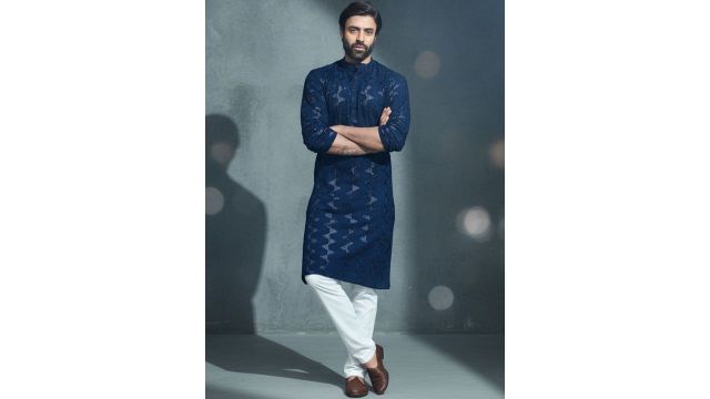 RANGRAAG Men Ethnic Motifs Embroidered Regular Sequinned Kurta with Pyjamas