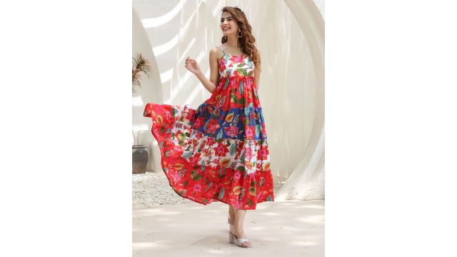 Rain & Rainbow Women Printed Shoulder Straps Dress