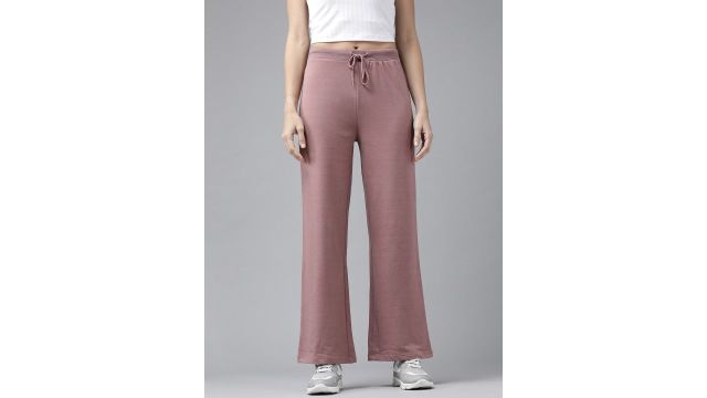 Roadster Women Mauve Solid Straight Fit Track Pants