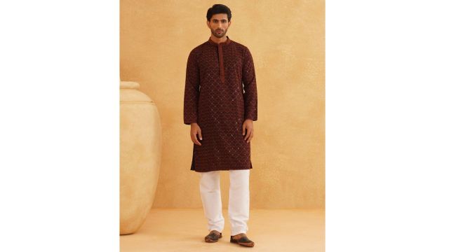 SOJANYA Embroidered Thread Work Pure Cotton Kurta with Churidar