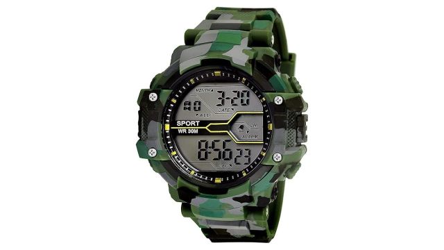 SWADESI STUFF Digital Army Green Black Dial Watch