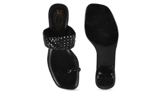 Shoetopia Braided One Toe Block Heels