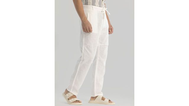 Snitch Men Comfort Loose Fit Trousers (white)