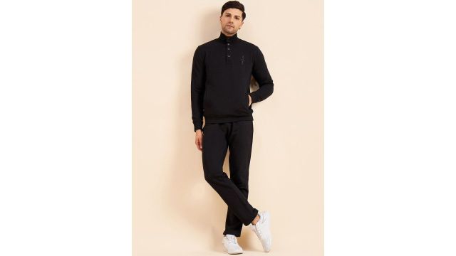 Sweet Dreams Black Mock Collar Fleece Tracksuit