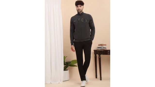 Sweet Dreams Men Printed Cotton Mock Collar Tracksuit