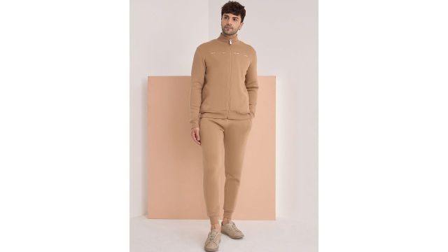 Sweet Dreams Men Solid Mock Collar Casual Tracksuits