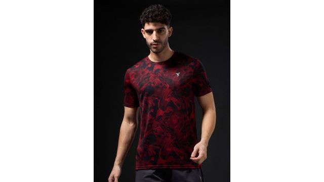 Technosport Men UPF50 Tie and Dye Dyed Round Neck Slim Fit T-shirt