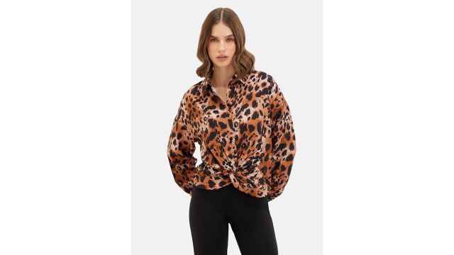 Animal Print Shirt Style Top