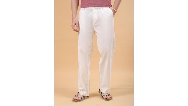 The Indian Garage Co Men Loose Fit Trousers (off-white)