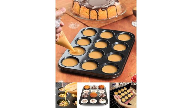 URBANFIX Black 12 Slot Non Stick Baking Mould