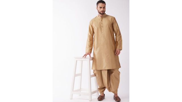 VASTRAMAY Mandarin Collar Kurta with Dhoti Pants