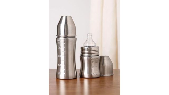 Voik Vega Infants Grey Stainless Steel Anti-Colic Feeding Bottle - 250ml