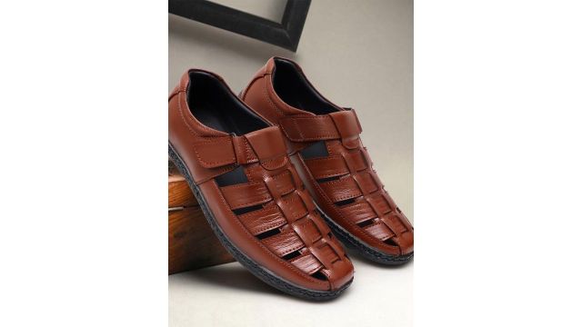 ARAMISH Men Ethnic Leather Shoe-Style Sandals