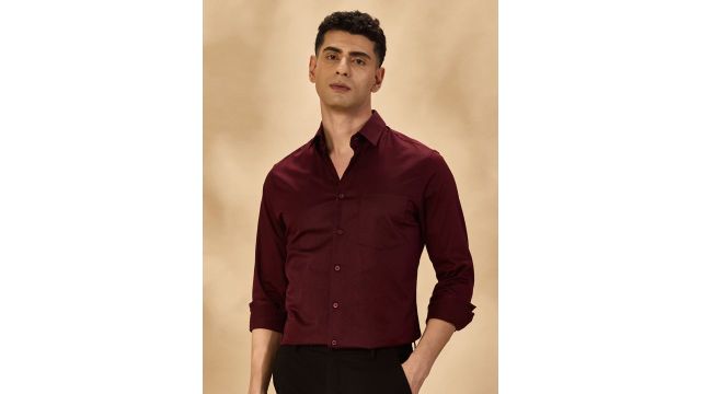 Aldeno Men Maroon Slim Fit Opaque Formal Shirt
