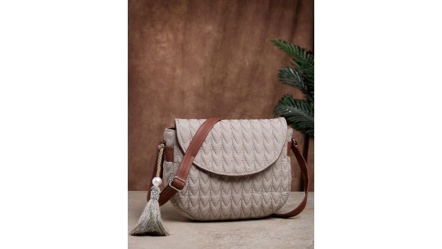 Anekaant Textured Crossbody Sling Bag With Quilted