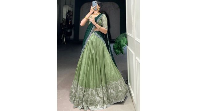 BAESD Embroidered Semi-Stitched Lehenga
