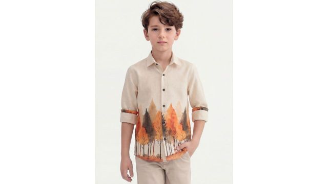 BEARSOUL Boys Classic Printed Casual Shirt