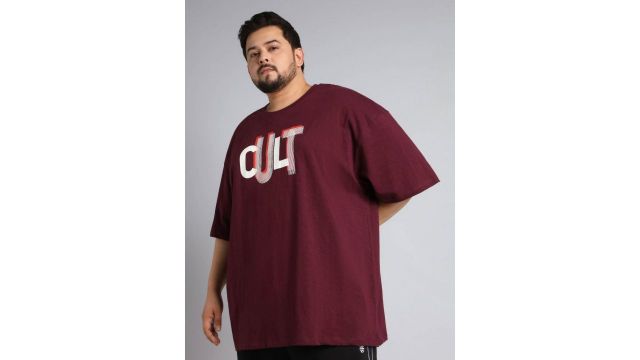CULT Men Maroon Cult Graphic Plus Size T-shirt