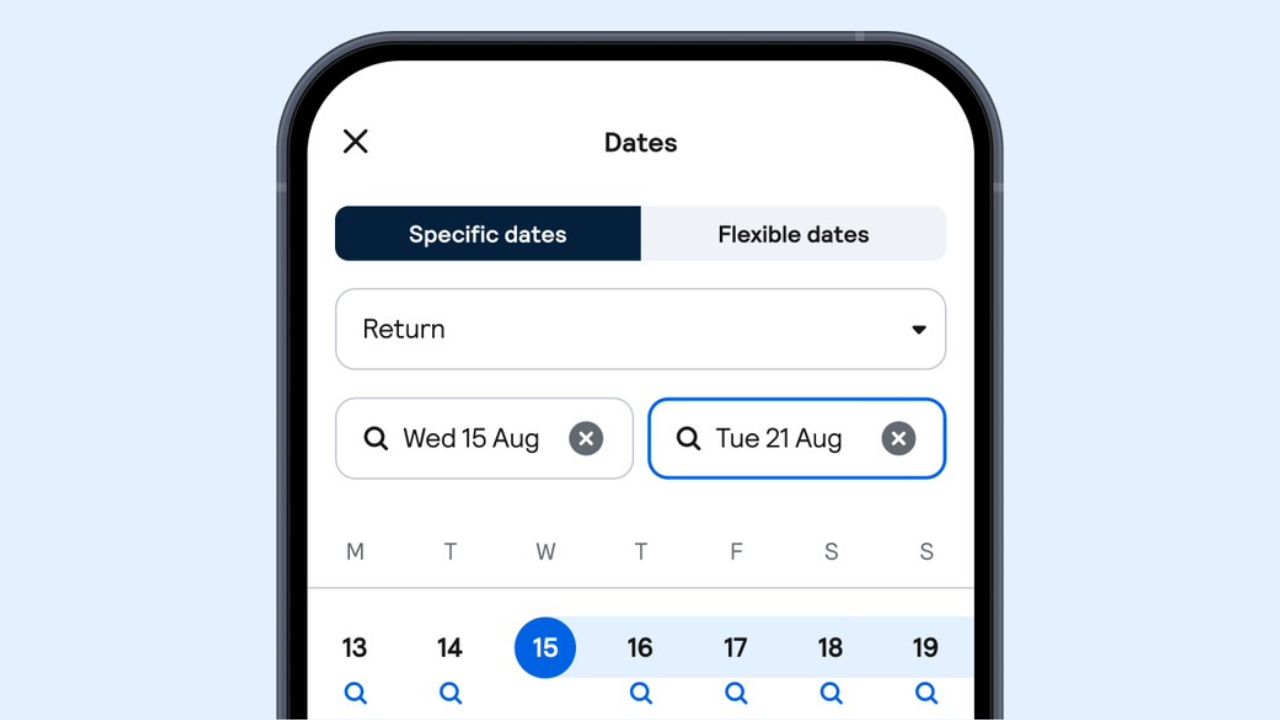 Change dates in Skyscanner