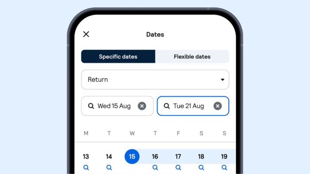 Change dates in Skyscanner