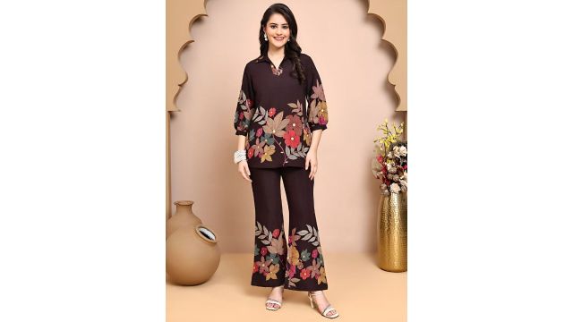 Claura Floral Printed Shirt And Trousers