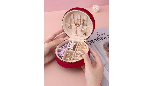 Cortina Maroon Zipper Portable Jewellery Storage Organiser