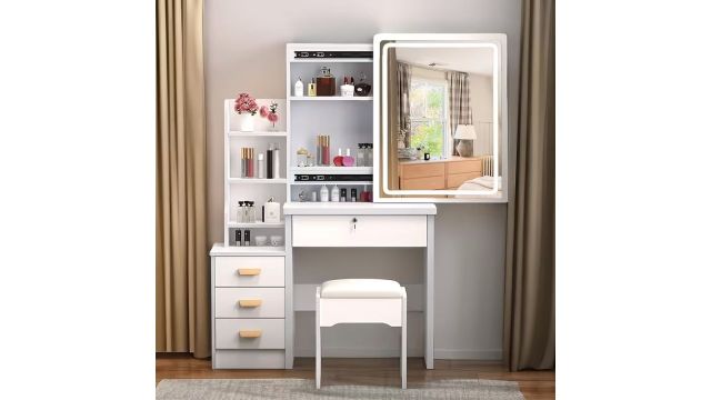 Dressing Table with LED Lights And Adjustable Brightness