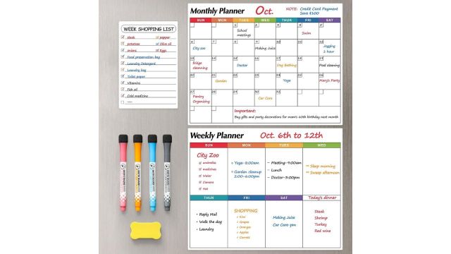 Dry Erase Magnetic Calendar For Refrigerator 3 Pack